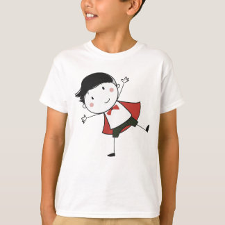 T-shirt Aquarelle Happy Stick Boy Red Cape Beautiful