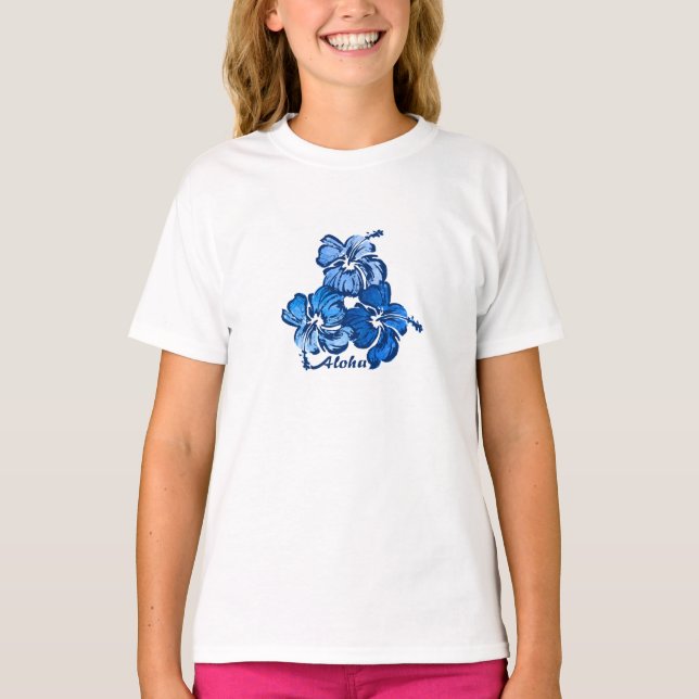 T-shirt Aquarelle Hibiscus Hawaiian Tropical (Devant)