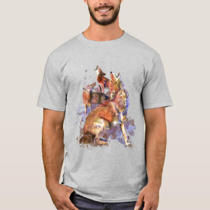 T-shirt Aquarelle Howling Coyotes Animal Nature Art T-Shi