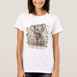 T-shirt Aquarelle, I Love Elephants