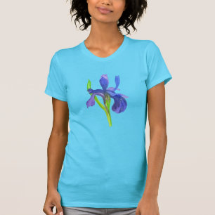 T-shirt Aquarelle iris bleu turquoise