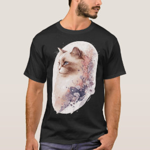 T-shirt Aquarelle japonaise de chatte Birman en fleurs Sak