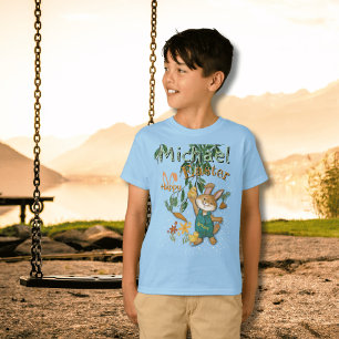 T-shirt Aquarelle Joyeux lapin de Pâques bleu