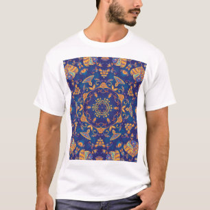 T-shirt Aquarelle Kaleidoscope Mandala Oriental Design.