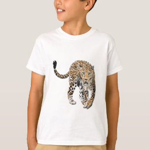 T-shirt aquarelle léopard jungle chat animal peint vert