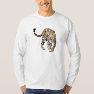 T-shirt aquarelle léopard jungle chat animal peint vert
