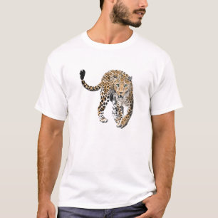T-shirt aquarelle léopard jungle chat peint vert animal