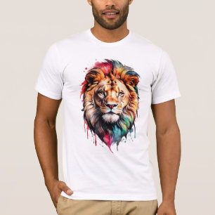 T-shirt Aquarelle majestueuse éclaboussure Lion Artistique