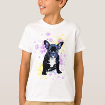 Aquarelle mignonne de bouledogue français noire