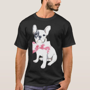 T-shirt Aquarelle mignonne Français Bulldog Bowtie Femme f