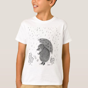 T-shirt Aquarelle mignonne Hérisson Rainy Day Whimsical