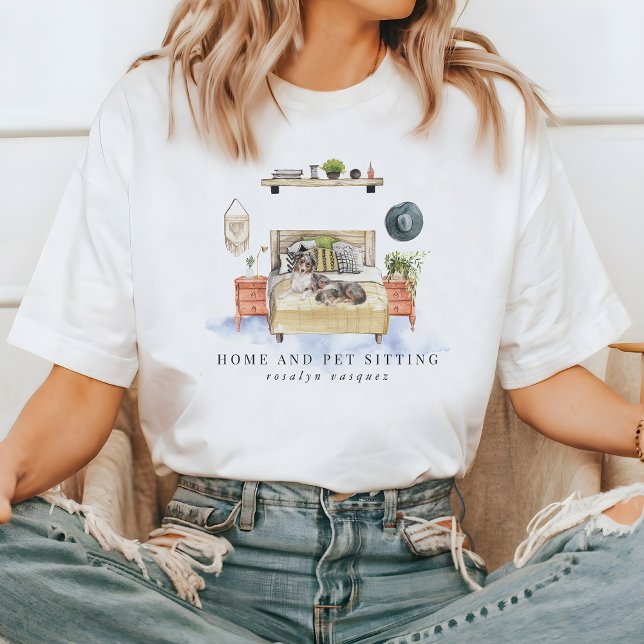 T-shirt Aquarelle mignonne Services à domicile et à domici (Créateur téléchargé)