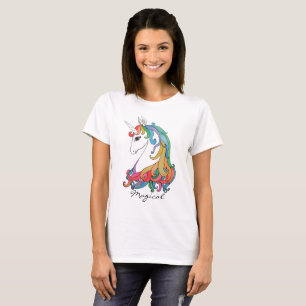 T-shirt Aquarelle mignonne unicorne arc-en-ciel