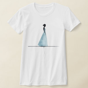 T-shirt Aquarelle minimaliste Impression, Silhouette fémin