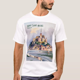 T-shirt Aquarelle Mont Saint Michel France Voyage Ancien