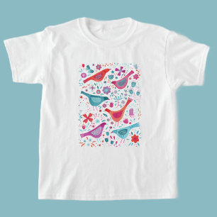 T-shirt Aquarelle Oiseaux et fleurs