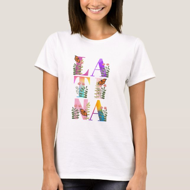 T-shirt Aquarelle Ombre Latina Texte Femme (Devant)