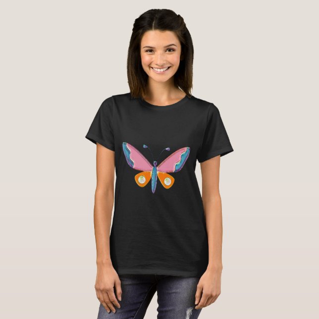 T-shirt Aquarelle Papillon maigre (Devant entier)
