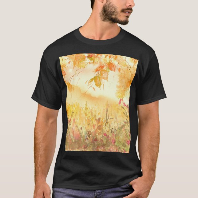 T-shirt Aquarelle Pays Forêt Paysage Art (Devant)