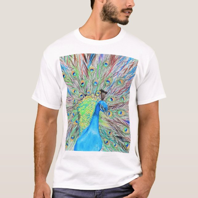 T-shirt Aquarelle Peacock peinture (Devant)