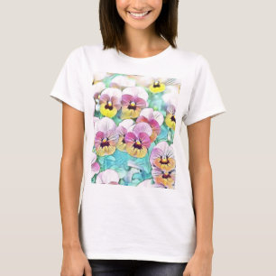T-shirt Aquarelle peinte de panneaux blancs jaune rose