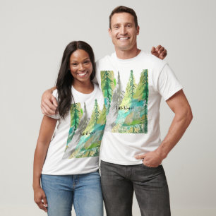 T-shirt Aquarelle personnalisée Pastel Green Abstrait Tree