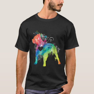 T-shirt Aquarelle Pitbull Love Zen Pit Bull Tee - shirt