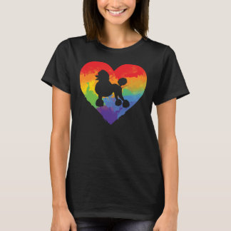 T-shirt Aquarelle Poodle Art Rainbow Coeur Pour Poodle Lov