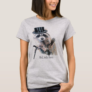 T-shirt Aquarelle Raccoon avec Top Hat Dapper Messieurs