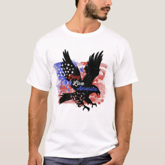 T-shirt Aquarelle Retro USA Eagle Vive Amérique Tee