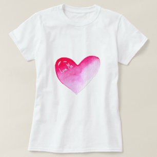 T-shirt Aquarelle rose et rouge coeur pop art valentine