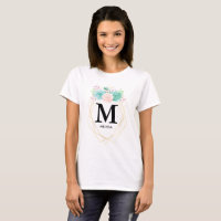Aquarelle rose et vert moderne Succulents Monogram