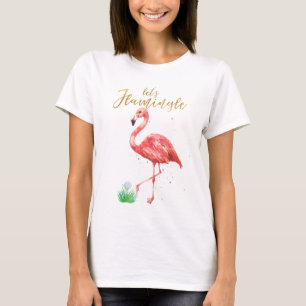 T-shirt Aquarelle rose Flamingle Gold Parties scintillant 
