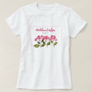 T-shirt Aquarelle rose Hydrangée Lacecaps Illustration