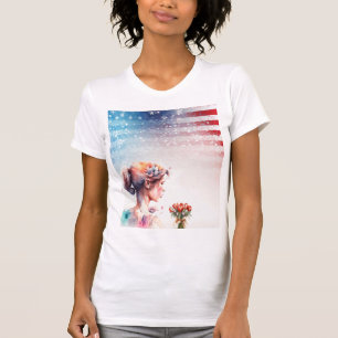 T-shirt Aquarelle Saint-Valentin au style patriotique