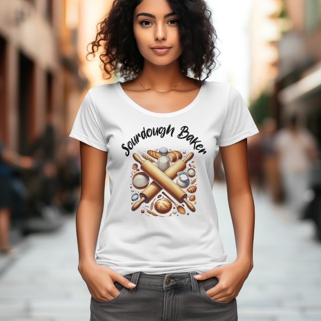 T-shirt Aquarelle Sourdough Baker pour femme boulangerie b (Créateur téléchargé)