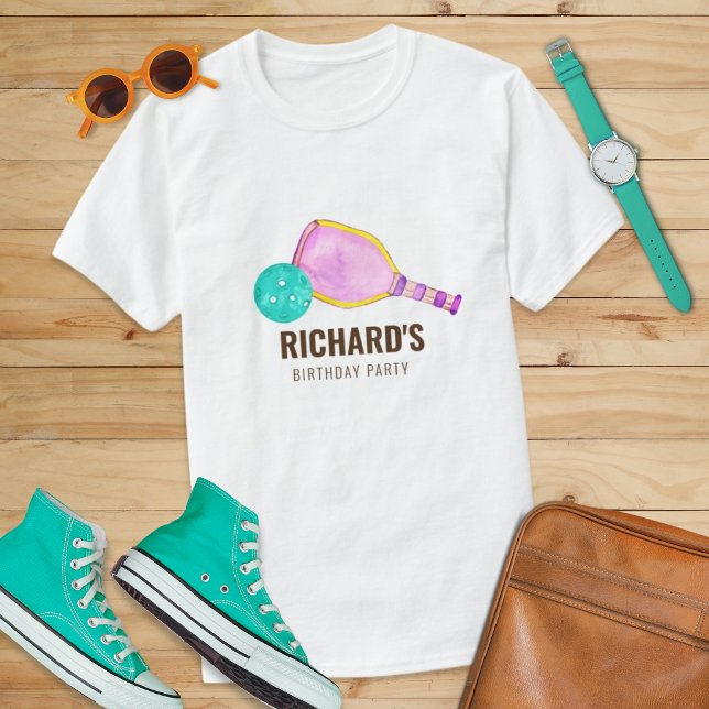 T-shirt Aquarelle Thème Pickleball Fête d'anniversaire (Créateur téléchargé)