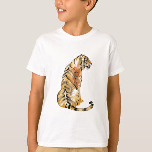T-shirt Aquarelle Tiger assis