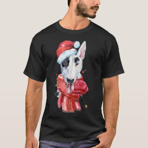 T-shirt Aquarelle tirée à la main pour chien de Noël