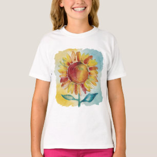 T-shirt Aquarelle tournesol de style bohème chic fantaisis