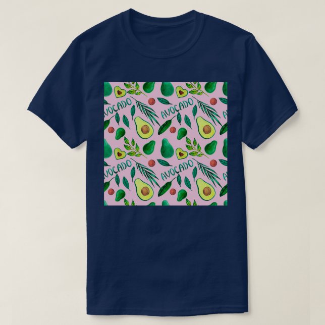 T-shirt Aquarelle transparente avec avocat et feuille (Design devant)
