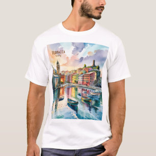 T-shirt Aquarelle Vernazza Cinque Terre Italie Colorée