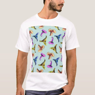 T-shirt Aquarelle vieux casquettes : arrière - plan bleu.