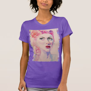 T-shirt Aquarelle Vintage violette pour femme rétro