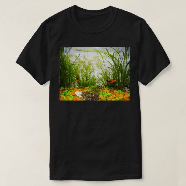 T-shirt aquarium poisson eau verte orange (Design devant)