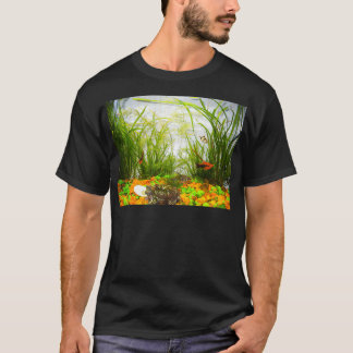 T-shirt aquarium poisson eau verte orange