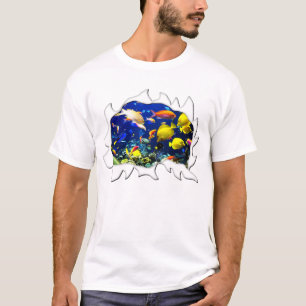 T-shirt Aquarium Poisson Tropical Chemise Déchirée Humour