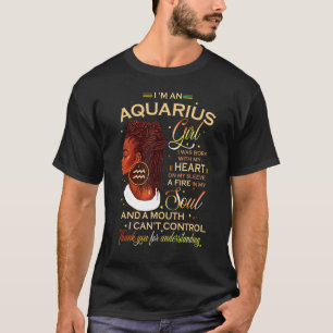T-shirt Aquarius Girl Afro Locs Girl Zodiac Signes Anniver