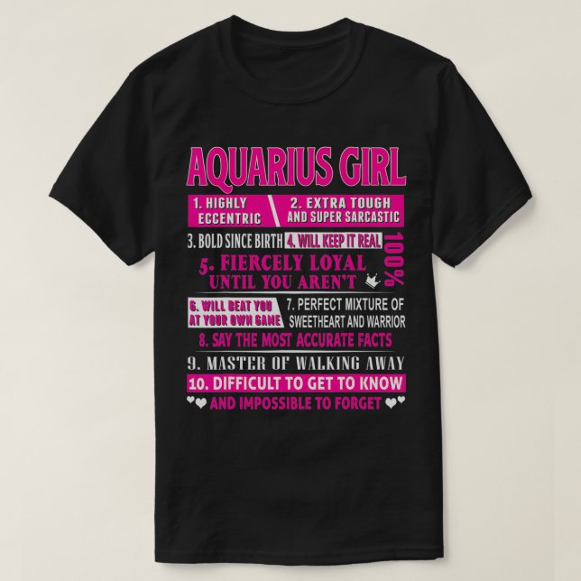 T-shirt Aquarius Girl Funny Aquarius Anniversaire (Design devant)