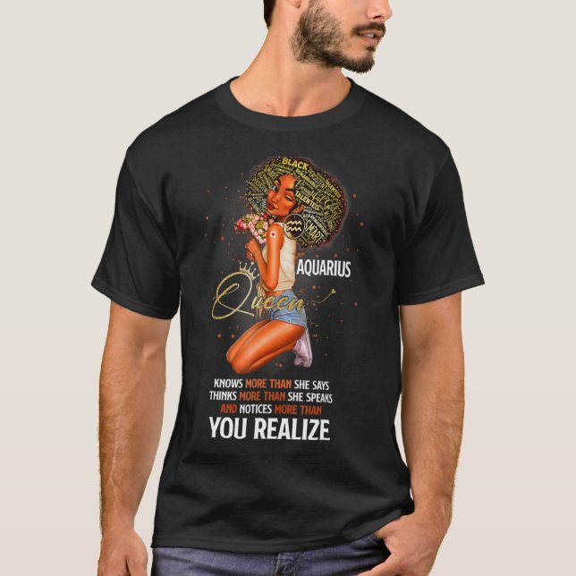 T-shirt Aquarius Queen En Sait Plus Qu'Elle Ne Dit Pour No (Devant)